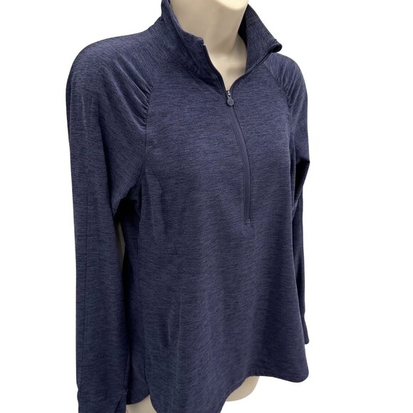 Apana Womens Heathered Blue1/4 Zip Pullover Lightweight Long-Sleeve Top S - Picture 3 of 12